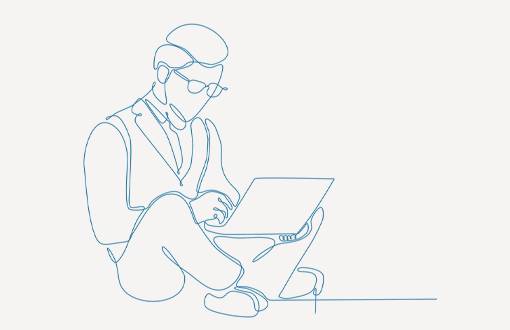 Illustration einer Person, die an einem Laptop sitzt &ndash; Symbol f&uuml;r Einzelcoaching