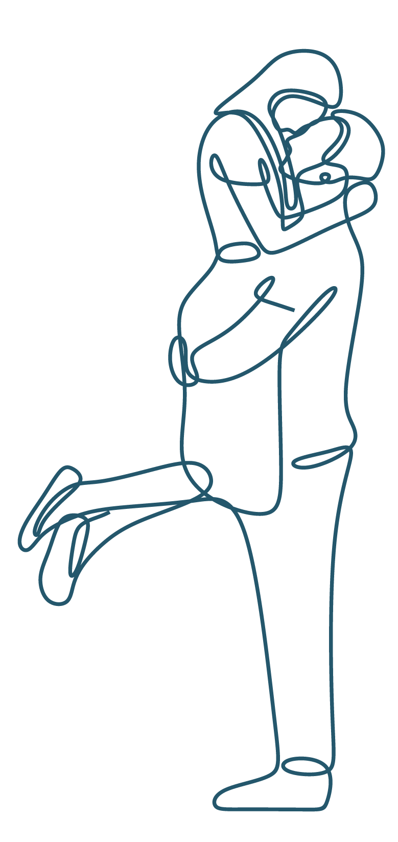 Illustration eines Paares, das sich umarmt, als Symbol für eine gestärkte Beziehung
